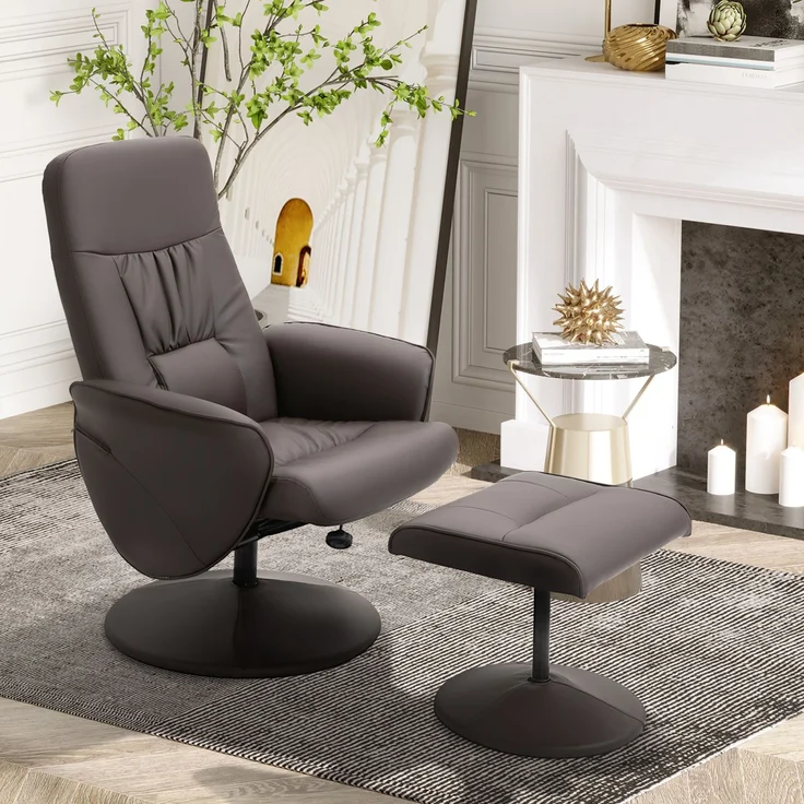 HOMCOM Relaxsessel, Metall, Kunstleder, Braun, 81L x 76B x 101H cm – Bild 2
