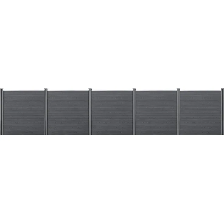 Gartenzaun Getafe WPC mit Pfosten 183x879 cm Grau neu. holz