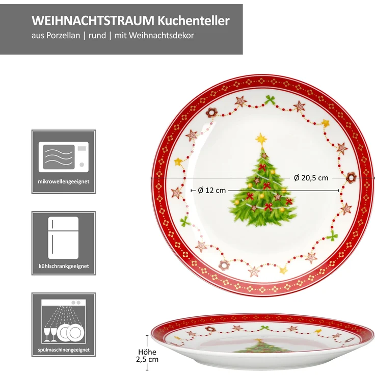 Weihnachtstraum 12tlg Frühstücksset Porzellan 6 Pers. Weihnachten – Bild 6