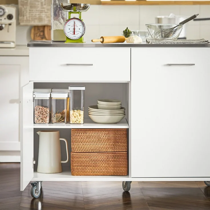 SoBuy FKW117-W Kücheninsel, MDF, Lackiert, Weiß, 120 x 90 x 56 cm – Bild 9