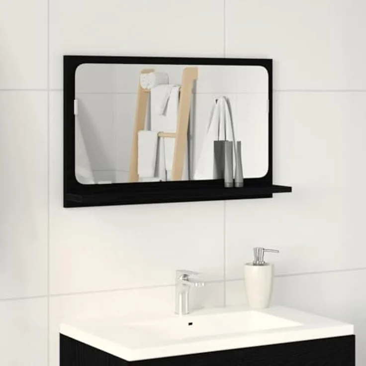 vidaXL Spiegelablage mit Regal Schwarz Eichen-Optik 60 x 10,5 x 37 cm 862525 – Bild 3