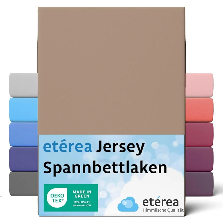 etérea Comfort Jersey Spannbettlaken Taupe 200x200 cm - 200x220 cm – Bild 1