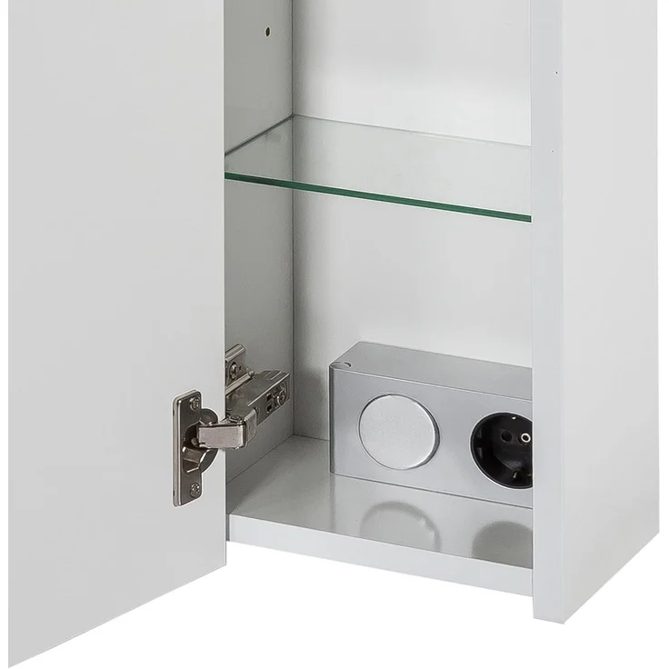 Spiegelschrank Doro / Dorina, Glas, Holzwerkstoff, Weiß, Verspiegelt, 70 x 75 x 16 cm – Bild 8