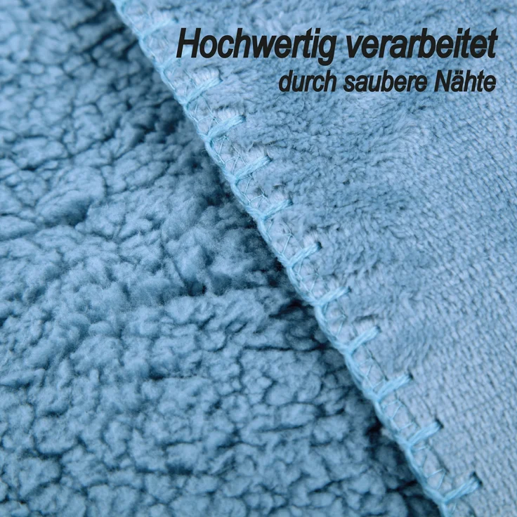 Kuscheldecke "Teddy Fleece" Sherpa/Flanell, 150x200cm Blau – Bild 4