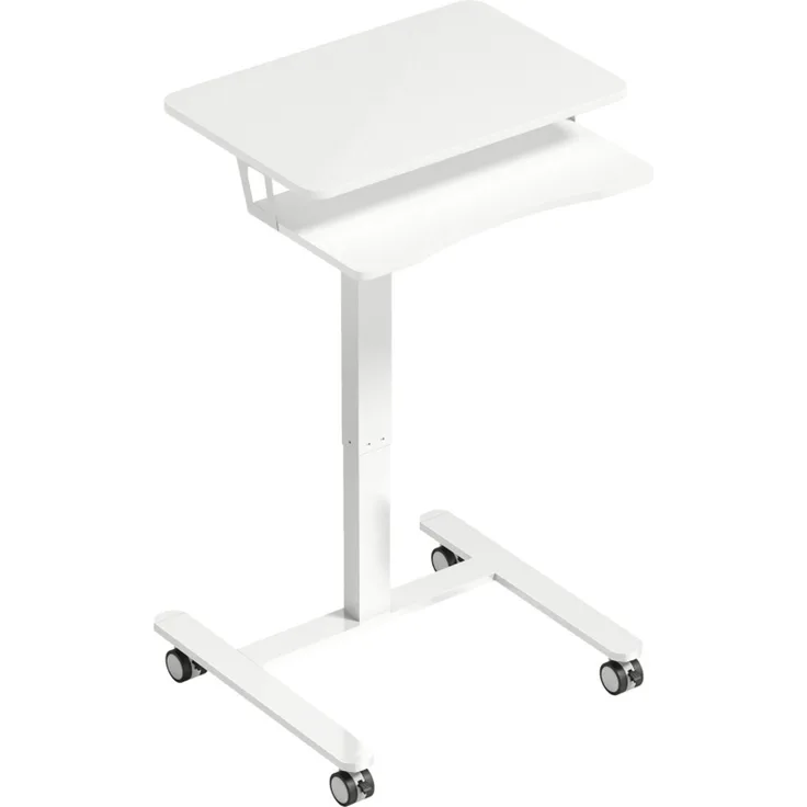 Höhenverstellbarer Schreibtisch mit Tastaturablage & Rollen, 65x60x71-107 cm, Weiß