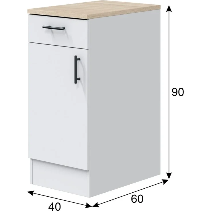Miniküche >KIRA< in Weiß / Eiche Dekor - 160x211x60 (BxHxT) – Bild 5