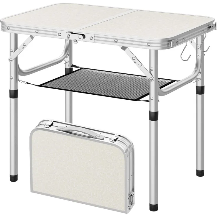 Woltu Klapptisch, höhenverstellbar 25/36/50/60 cm, Campingtisch 60x40cm Tischplatte