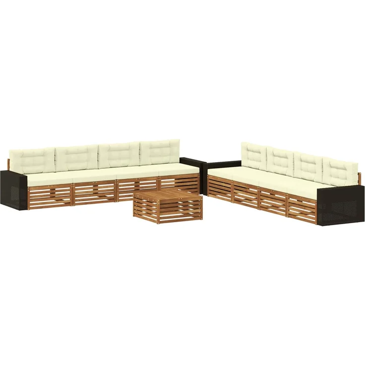 vidaXL Outdoor-Sofagarnitur 9 stk. 8-Sitzer Natur und Creme 3383183 – Bild 2