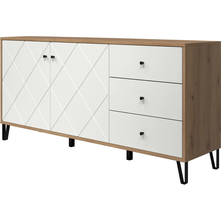 Trendteam 'Touch' Sideboard mit Soft-Close, Eiche Artisan weiß matt, 183 x 76 x 40 cm – Bild 3