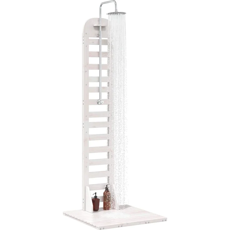 vidaXL Gartendusche 223 cm Massivholz Kiefer und Edelstahl Weiß 886329 – Bild 3