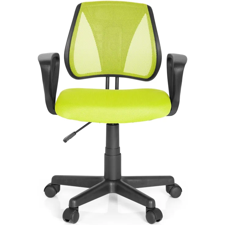 hjh OFFICE 725108 Kinder- und Jugenddrehstuhl KIDDY CD Netzstoff Grün höhenverstellbarer Schreibtischstuhl mit Armlehnen