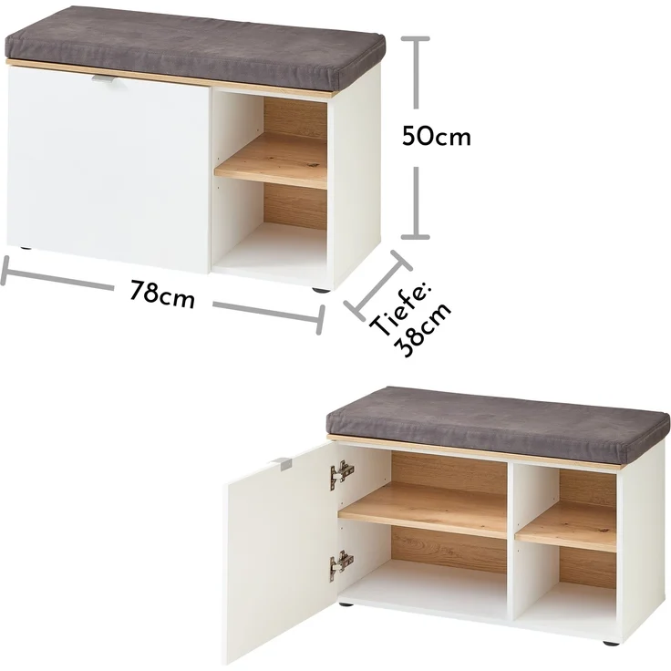 Garderoben-Set >Bari< (4-teilig) weiss matt / Eiche - 158x200x38cm (BxHxT) – Bild 8