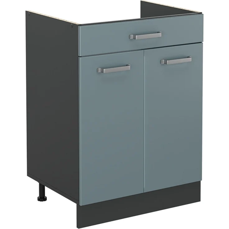 Küchenunterschrank R-Line Blau-Grau/Anthrazit 60 cm mit Schublade ohne Arbeitsplatte Vicco – Bild 1