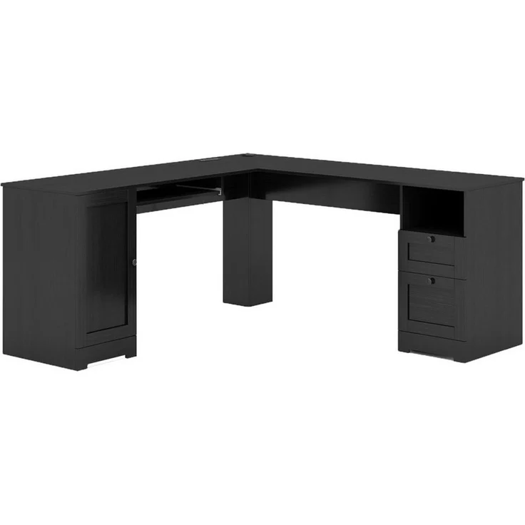 COSTWAY Eckschreibtisch, Computertisch mit Ladestation, Schrank, 2 Schubladen – Bild 1