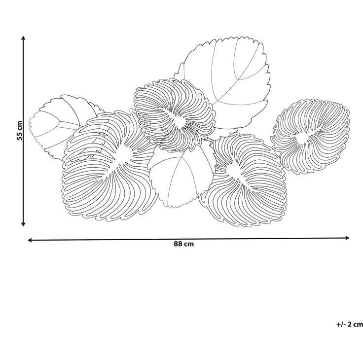 Wandobjekt Blatt MAGNESIUM Metall 55 cm Gold – Bild 2