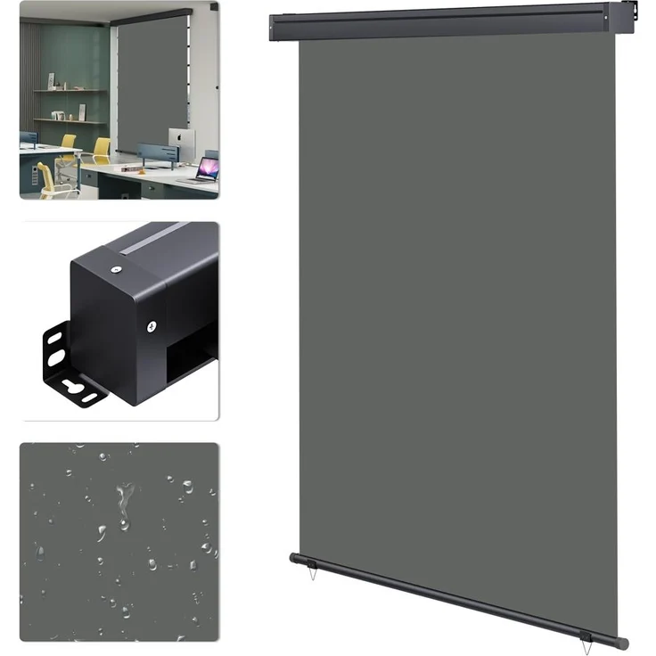 Senkrechtmarkise ausziehbar Seitenmarkise Windschutz Balkonmarkise Sichtschutz - 100x250cm - Grau – Bild 1