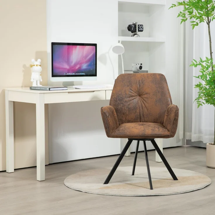 MEUBLE COSY Esszimmerstühle Drehbar 4er Set Küchenstuhl Polsterstuhl Drehstuhl mit Armlehne Sessel aus Wildleder Metallbeine, Sitzbreite 49 cm, für Esszimmer Wohnzimmer, Arbeitszimmer, Braun – Bild 5