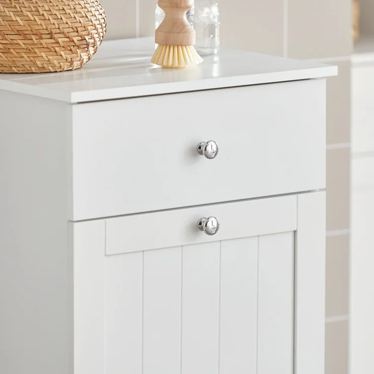 SoBuy BZR21-W Wäscheschrank, MDF, Lackiert, Weiß, 38 x 90 x 40 cm – Bild 8