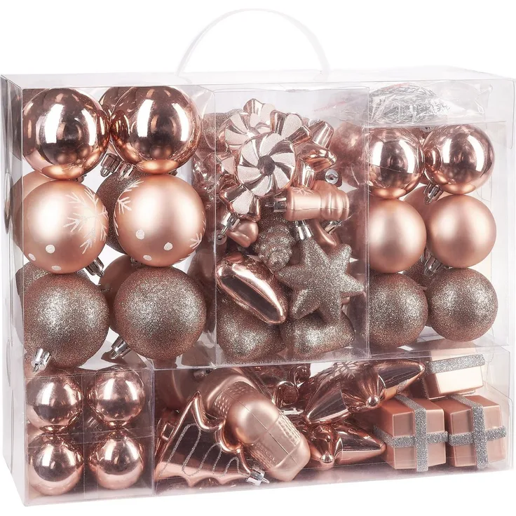 BRUBAKER Weihnachtsbaumkugel 77-teiliges Weihnachtskugel-Set, Christbaumschmuck aus Kunststoff, Weihnachtsdekoration Baumkugeln