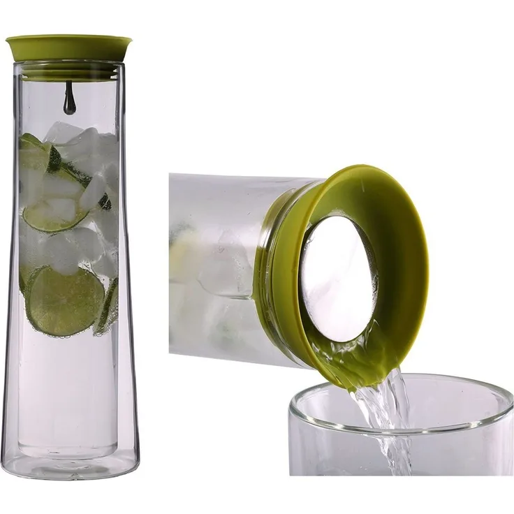 Wasserkaraffe Glaskaraffe Thermo Karaffe Ausgießfunktion 360 Grad 850 ml