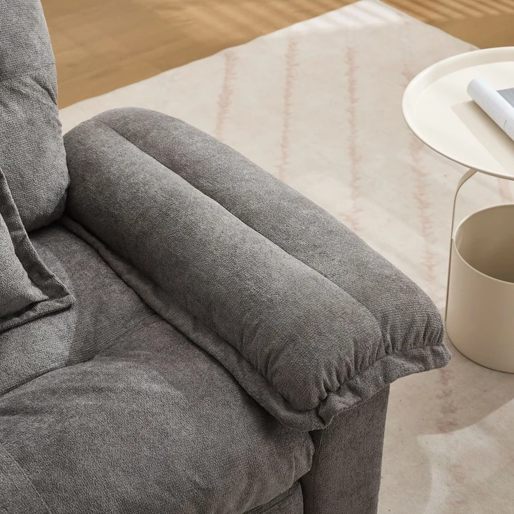 Chenille-360°-Drehfunktion-Sitzsessel im Oversized-Format für Lesen – Bequemer Akzentstuhl mit Unterstützungskissen, Polstermöbel Einzelsofa für Schlafzimmer, Wohnzimmer und Kinderzimmer--Grau--116x84x96cm--YOUDENOVA – Bild 9