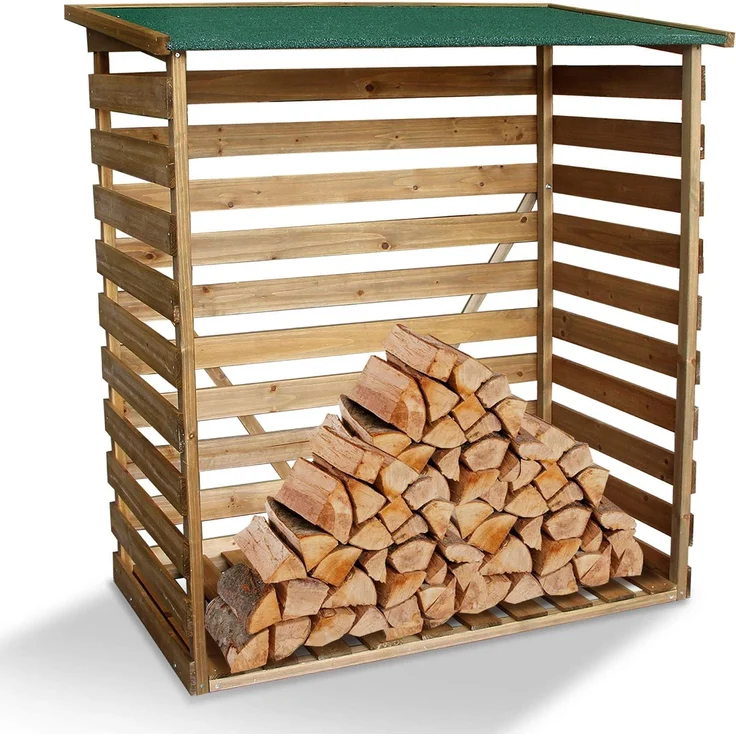 MCombo Kaminholzregal Brennholzregal Kaminholzunterstand 1200, mit Rückwand, aus Holz, Braun, 64 x 116 x 123 cm – Bild 5