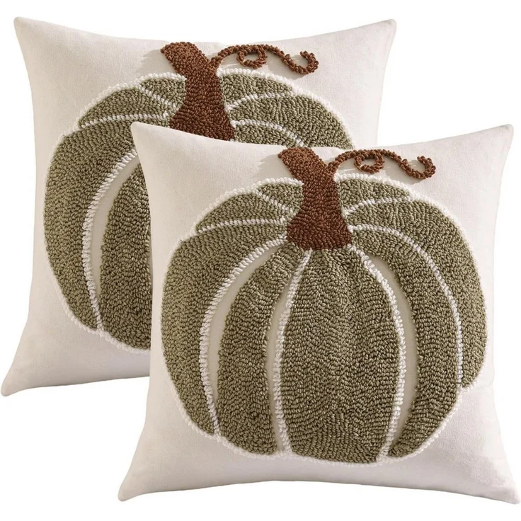 Diwzbyn Kissenbezug Herbst Kissenhülle 45x45 cm, Plüsch Kürbis Dekorative Herbstkissen, (2 Stück), für Sofa Bettwäsche Halloween Thanksgiving Herbst Dekor – Bild 1