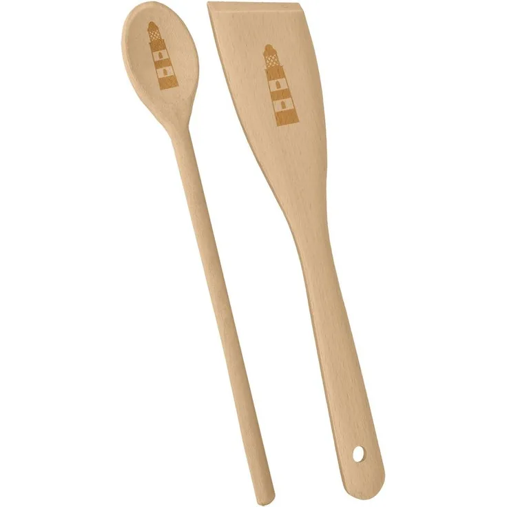 METALTEX 579740000 Set Kochlöffel / Pfannenwender aus Buchenholz, Motiv Leuchtturm