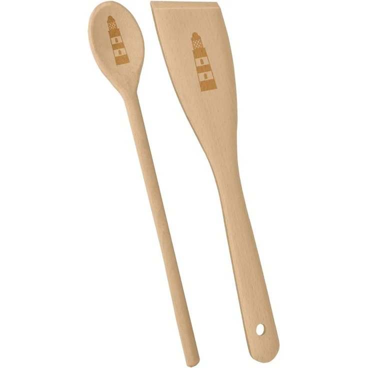 METALTEX 579740000 Set Kochlöffel / Pfannenwender aus Buchenholz, Motiv Leuchtturm