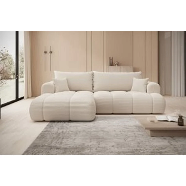 thematys Ecksofa TREVIO 260 x 165 cm, mit Schlaffunktion, mit Bettkasten, Creme (Tilia 01), Ausrichtung links – Bild 7