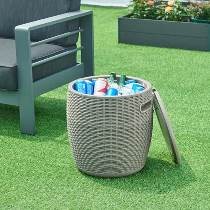 Casa.Pro Kissenbox Atessa, 4-in-1 Gartenbox mit 37 l Fassungsvermögen, hellbraun, witterungsbeständig und pflegeleicht