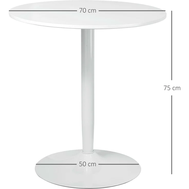 Esstisch Ø70x75 cm – runder Küchentisch aus MDF in Weiß mit stabilem Säulenfuß – Bild 5