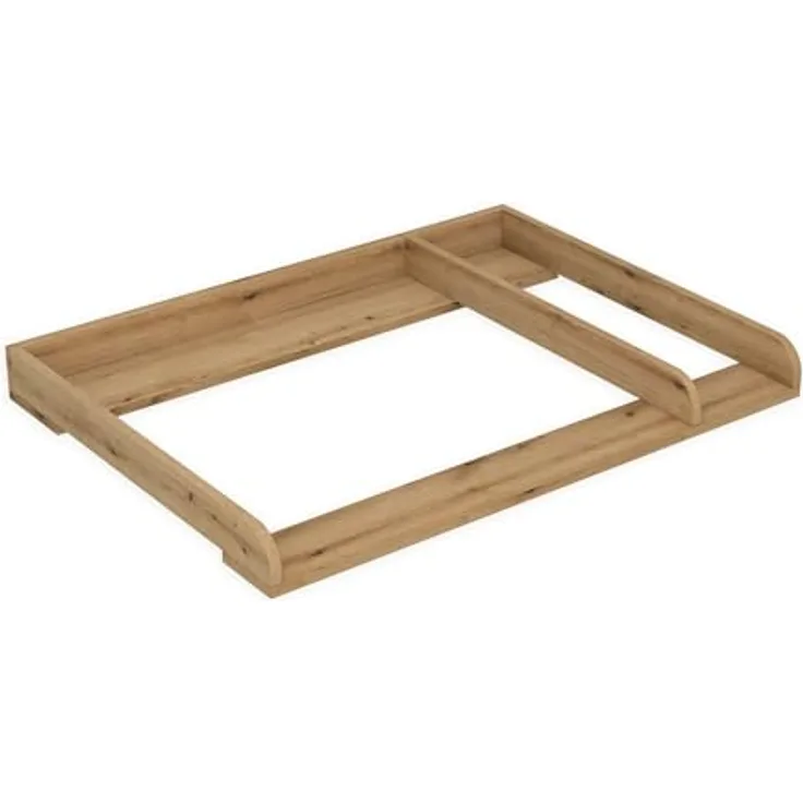regalik Wickeltischaufsatz mit Teilung für IKEA MALM, Wickelkommoden-Aufsatz mit Trennfach, 48 cm Tiefe, abnehmbar, mit abgerundeter Front, für Wickeltisch oder Wickelkommode, Eiche, 80 × 72 cm