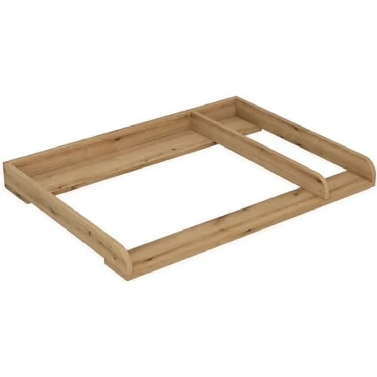 regalik Wickeltischaufsatz mit Teilung für IKEA MALM, Wickelkommoden-Aufsatz mit Trennfach, 48 cm Tiefe, abnehmbar, mit abgerundeter Front, für Wickeltisch oder Wickelkommode, Eiche, 80 × 72 cm – Bild 1