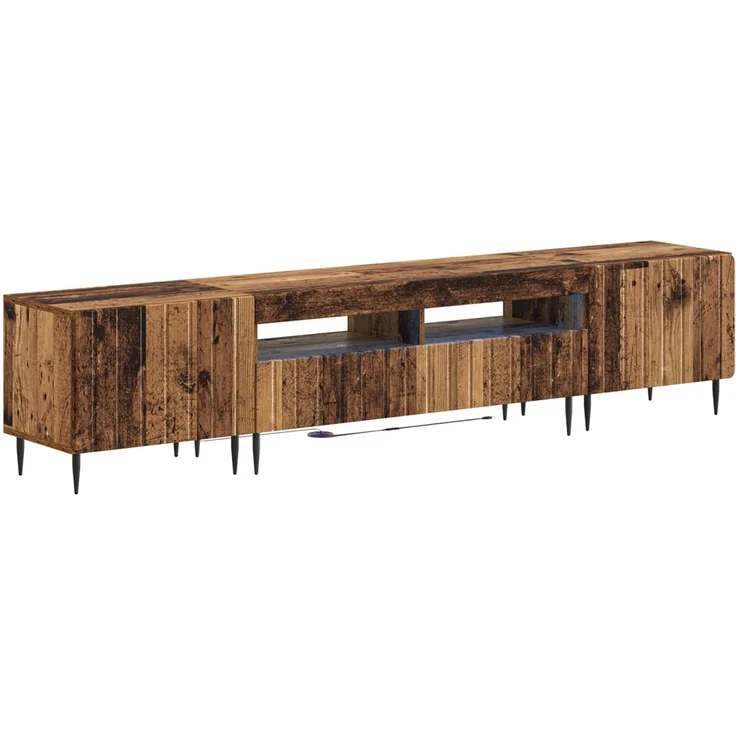 vidaXL 3-teiliges LED TV Regal ZWOLLE Altholz Holzwerkstoff 3416525 – Bild 2