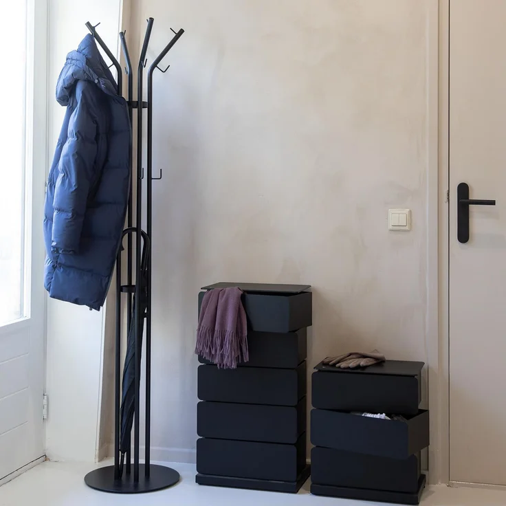 Spinder Design CHARLY Garderobe: Skandinavischer Stil, Stahl, Schwarz 40x40x170 cm – Bild 6