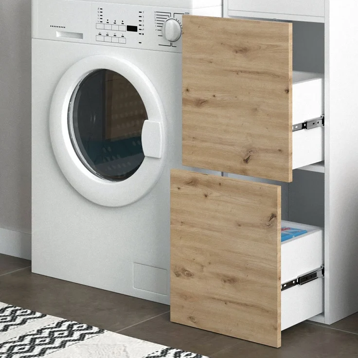 Waschmaschinenschrank Alf Weiß 99 x 98 cm mit 2 Schubladen Vicco – Bild 5
