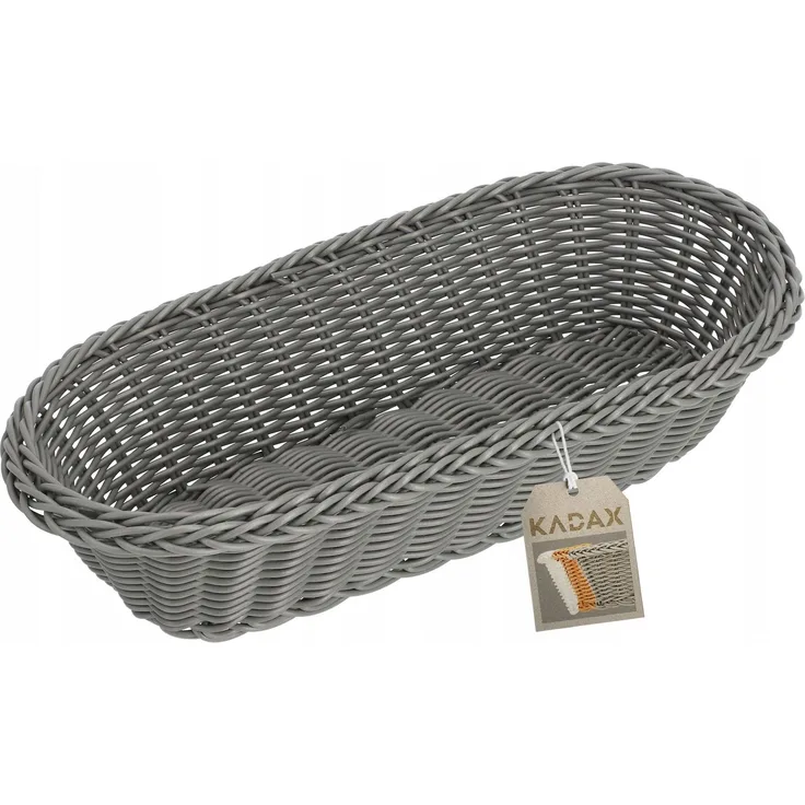 KADAX Brotkorb, Brot, Tisch, Besteck, länglicher grauer Korb