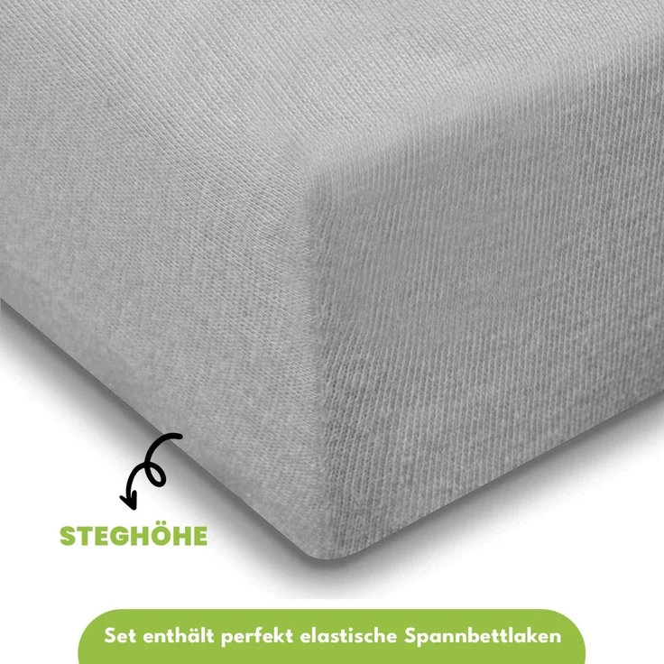 Jersey-Spannbettlaken für Kinder 70x140 cm hautfreundlich atmungsaktiv grau – Bild 3