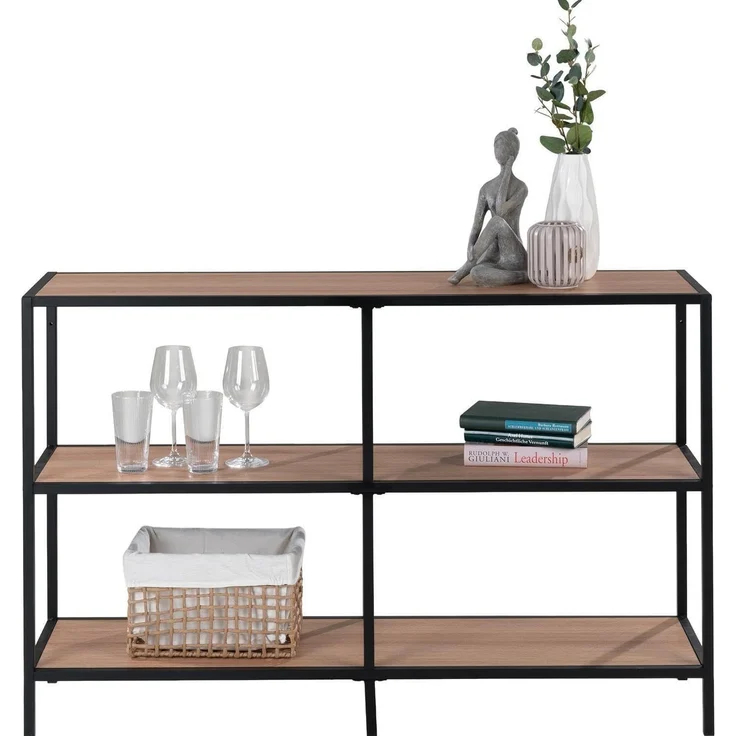 Regal Dylan / 300.001754, Holzwerkstoff, Stahl, Schwarz, Holzfarben, 120 x 80 x 34 cm – Bild 5