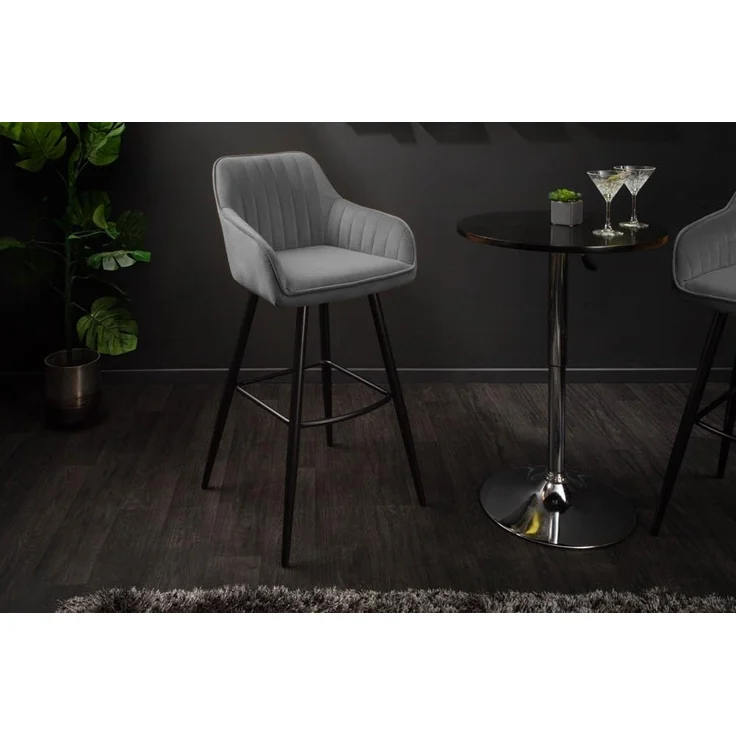 riess-ambiente Barhocker TURIN silbergrau, mit Fußablage – Bild 2