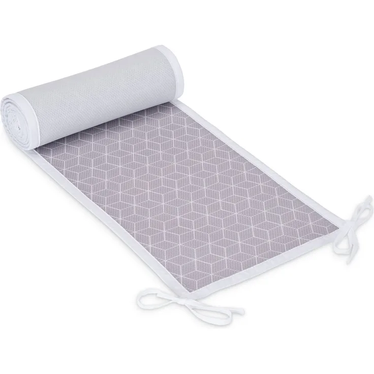 FabiMax Nestchen/Bettumrandung aus atmungsaktivem Netzstoff, 190 cm (50/90/50) - für Beistellbett Basic, graue Würfel