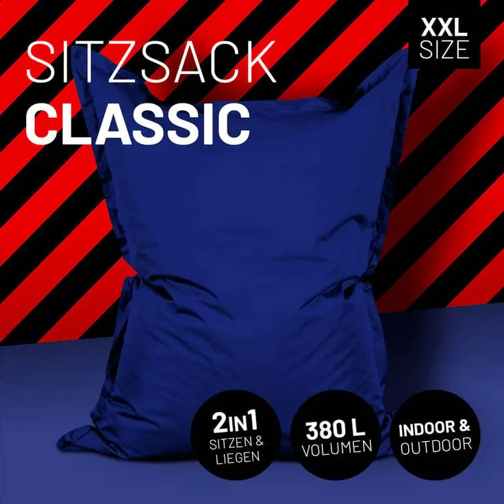Lumaland 'Luxury' XXL-Sitzsack, Indoor & Outdoor, Schwarzblau, atmungsaktives und langlebiges Material, 380 l