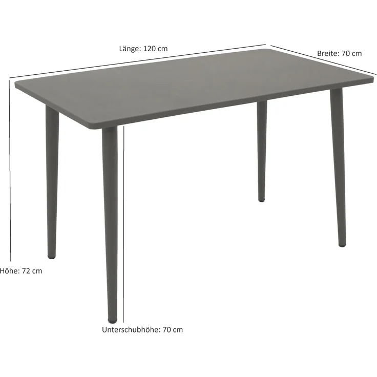 DEGAMO DENVER Gartentisch, Stahl, grau, 120x70cm – Bild 2
