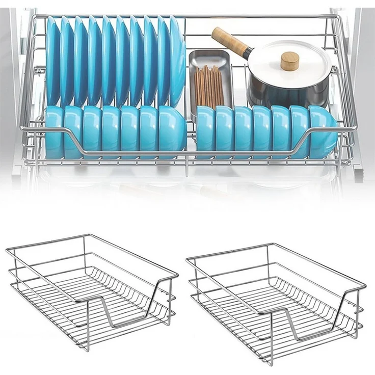 FIVMEN Schublade Schubkasteneinsatz Küchenschrank Teleskopschublade Korbauszug Regal (2 St, 20kg Belastbar), Schrankauszug Ausziehbare Ablage Küchenschubladen Organizer – Bild 1