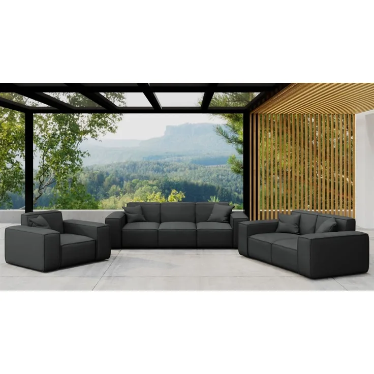 Gartenmöbel-Set SUMMER 3-2-1 wetterfester Stoff NXL Schwarz