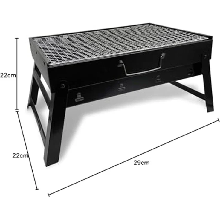 Maestro Klappbarer Koffer-Grill MR-1010 43x29x22 cm Holzkohle Schwarz – Bild 3