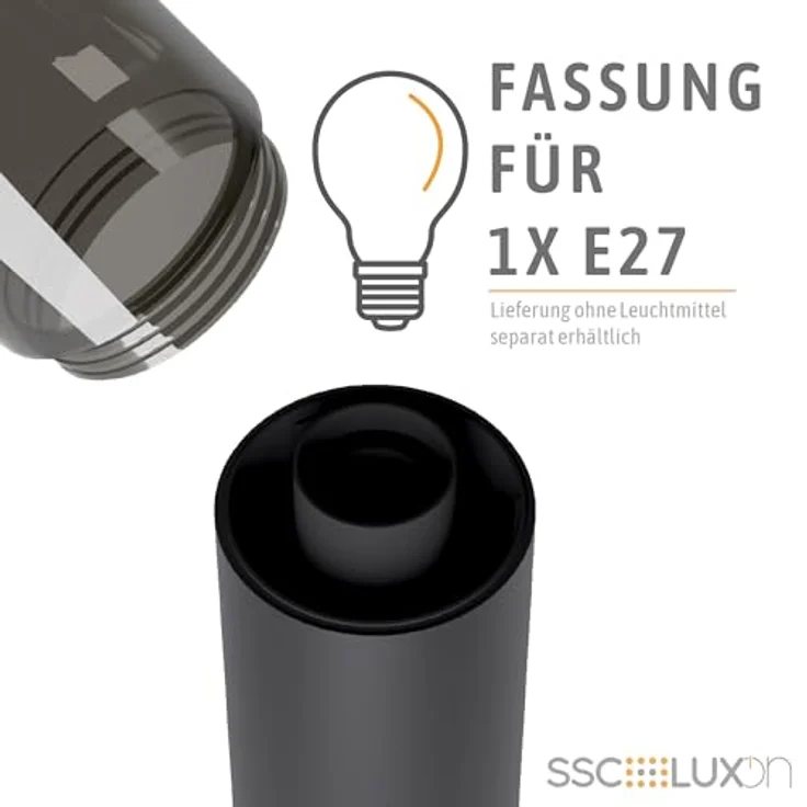 SSC-LUXon LED Gartenstrahler VARDA Außen Wegeleuchte mit Steckdose E27 Höhe 50 cm IP44 schwarz – Bild 6