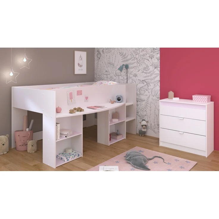 Jugendzimmer-Set >Pirouette 16< (2-teilig) in Weiss, mit drehbaren Elementen in Rosa oder Grau – Bild 4