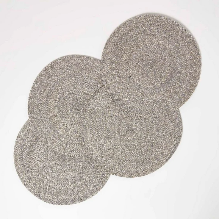 Homescapes Platzset Tischset silber im 4er-Set, 40 cm – 4x Platzset rund geflochten – Bild 5